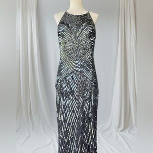 Aidan Mattox Women's Beaded Gown with Train and Spaghetti Straps SZ 12